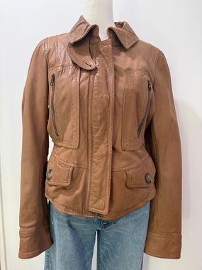 LOFT Women's Camel Brown Leather Jacket